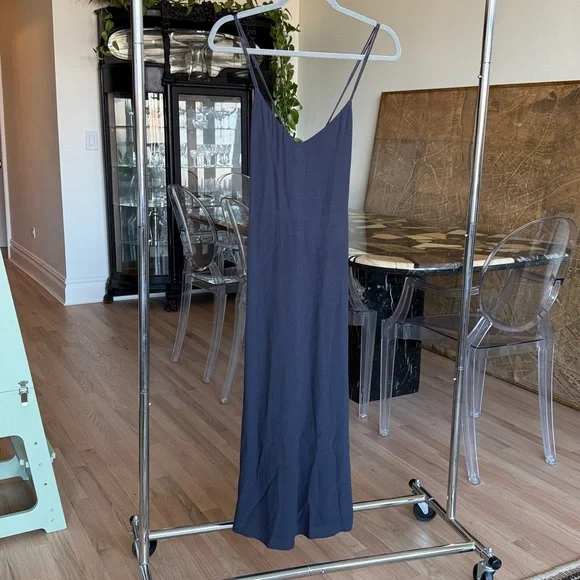 wilfred blue dress NWT Aritzia Wilfred Glaze Dress Bustier Midi Blue Dress with Slit Size 8